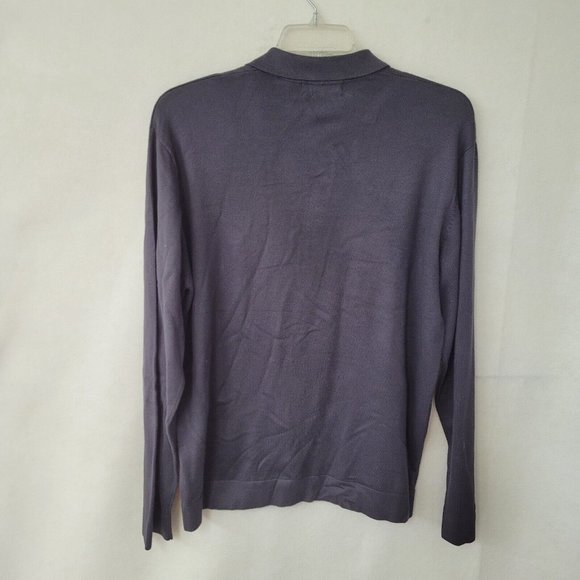 Nyne Sweater Mens XL Bamboo Long Sleeve 3-Button Collared Sweater Blue‎ Grey - Picture 7 of 11